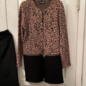 Karl Lagerfeld Leopard Print Long/short Convertible Blazer with Black Contrast